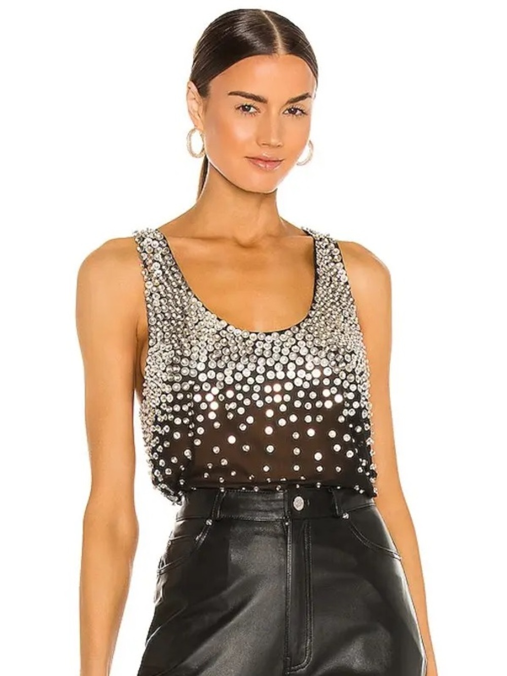 *Rare* Retrofete Sequin Studded Black Sheer Ombré Tank Top Size S
